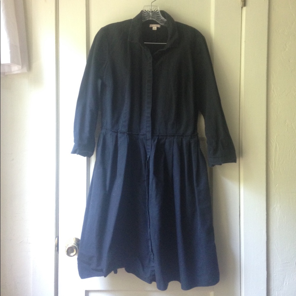 Gap Black Button Up Corduroy Dress Pockets